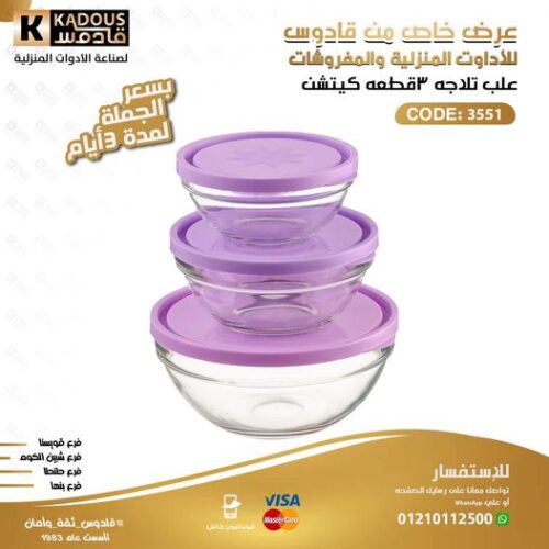 علب ثلاجة 3 قطع كيتشن